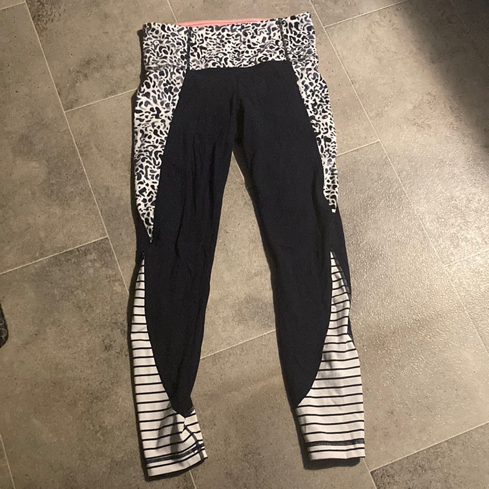 Athleta Leopard and Striped Leggings
